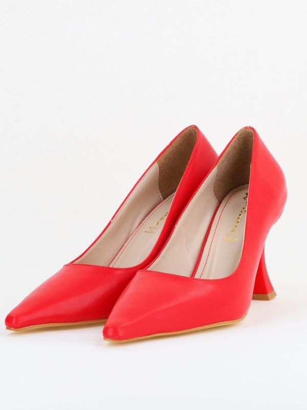 Pantofi Damă Stiletto Roșu Mat din Piele Ecologica (BS0203AY2410054) 119