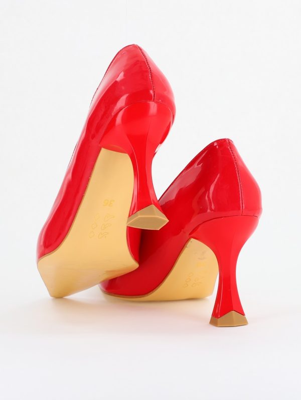 Pantofi Damă Stiletto Rosu Lac din Piele Ecologica (BS0203AY2410062) 122