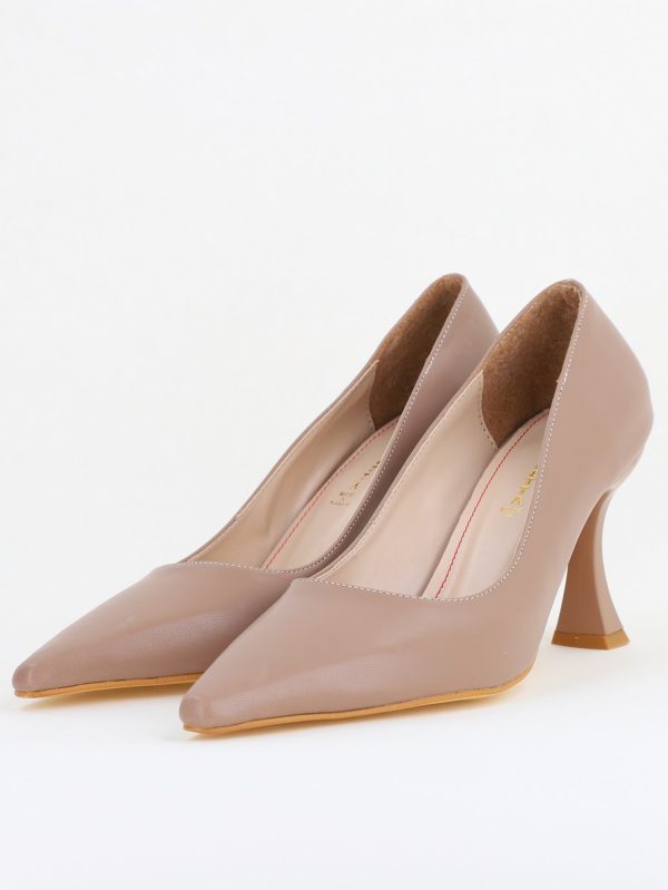Pantofi Damă Stiletto Taupe Mat din Piele Ecologica (BS0203AY2410059) 119