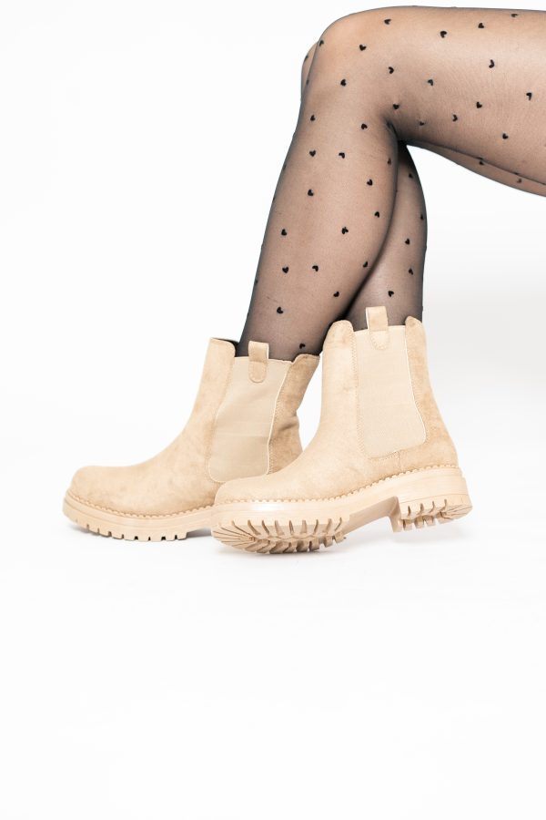 Ghete damă din piele ecologică cu elastic- culoare Taupe BS8012BT2409833 121