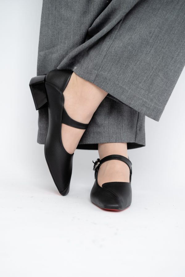 Pantofi Casual Damă cu Toc Jos din Piele Ecologică culoare Negru BS504D2410013 120