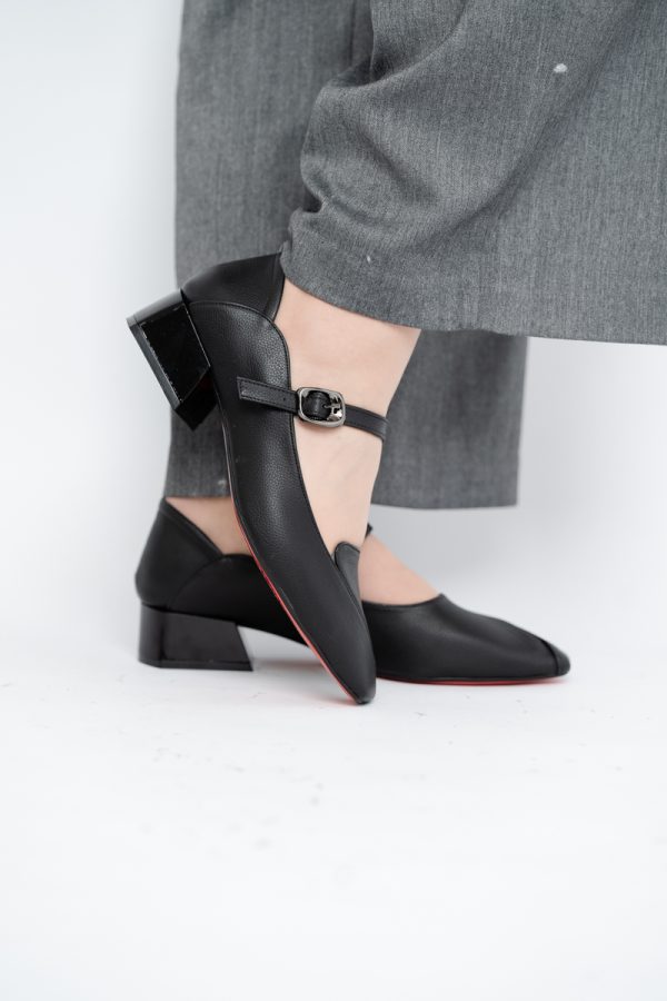 Pantofi Casual Damă cu Toc Jos din Piele Ecologică culoare Negru BS504D2410013 119