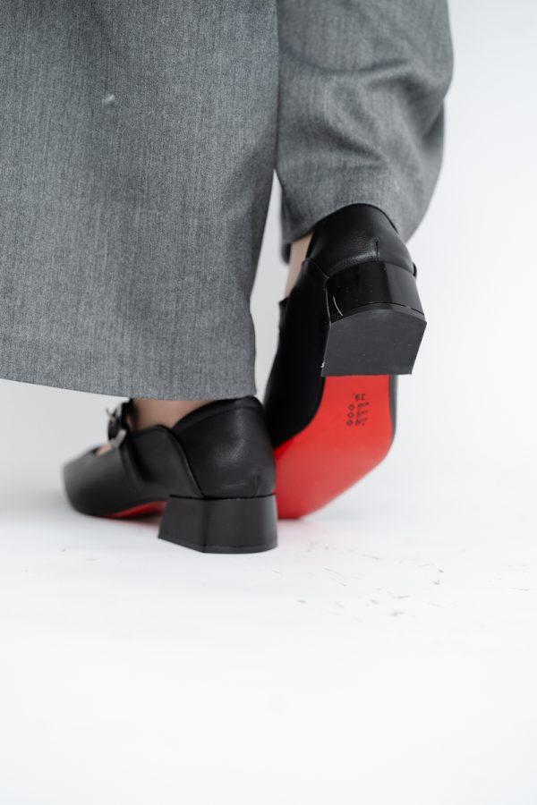 Pantofi Casual Damă cu Toc Jos din Piele Ecologică culoare Negru BS504D2410013 122