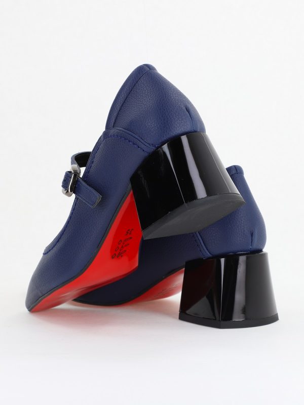 Pantofi Casual Damă cu Toc Jos din Piele Ecologică culoare Bleumarin mat BS806D2410097 125