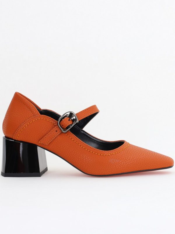 Pantofi Casual Damă cu Toc Jos din Piele Ecologică culoare Maro mat BS806D2410096 122