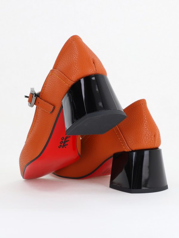 Pantofi Casual Damă cu Toc Jos din Piele Ecologică culoare Maro mat BS806D2410096 125
