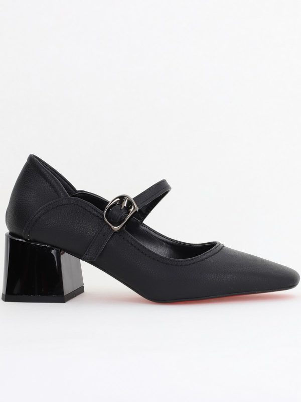 Pantofi Casual Damă cu Toc Jos din Piele Ecologică culoare Negru mat BS806D2410092 124
