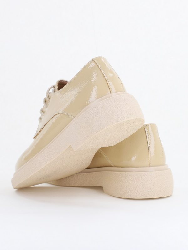 Pantofi Casual Damă Tapla Groasa cu Sireturi Bej lac BS104AY2410081 122