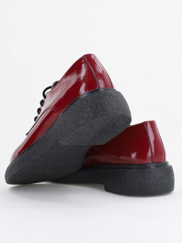 Pantofi Casual Damă Tapla Groasa cu Sireturi Bordo lac BS104AY2410080 122