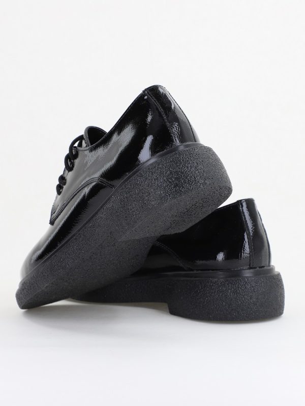 Pantofi Casual Damă Tapla Groasa cu Sireturi Negru lac BS104AY2410078 122