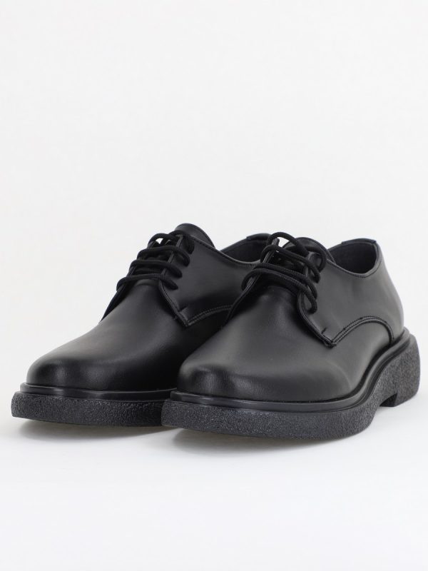 Pantofi Casual Damă Tapla Groasa cu Sireturi Negru mat BS104AY2410077 119