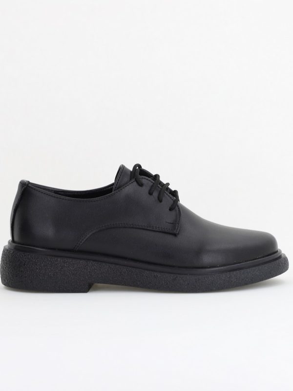 Pantofi Casual Damă Tapla Groasa cu Sireturi Negru mat BS104AY2410077 120