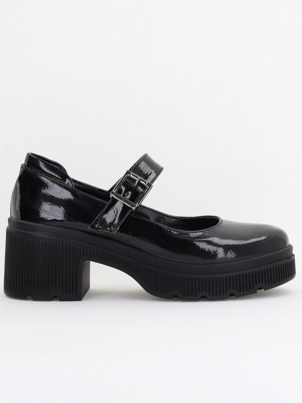 Pantofi Damă Casual cu Toc din Piele Ecologică Negru Lac BS501AY2410065 120