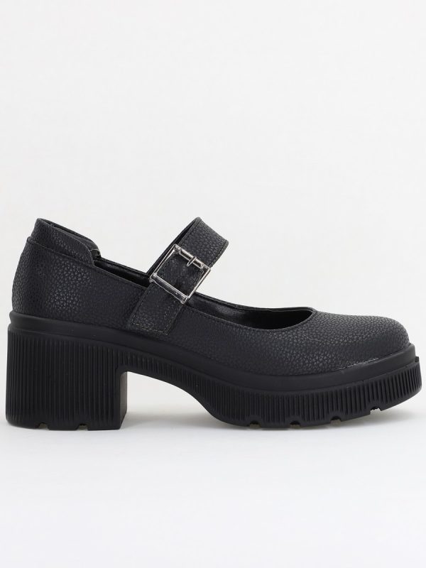 Pantofi Damă Casual cu Toc din Piele Ecologică Negru Mat BS501AY2410071 120