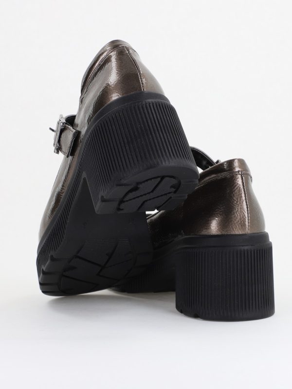 Pantofi Damă Casual cu Toc din Piele Ecologică Platină BS501AY2410064 122