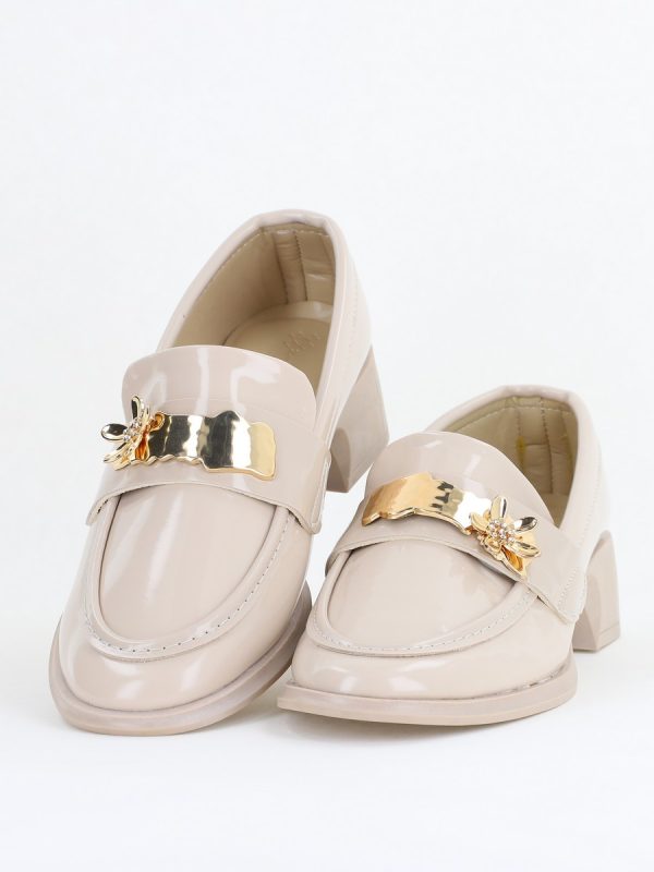 Pantofi Damă Casual Tip Loafer Piele Ecologică Bej Lac - BS4013AY2410014 119