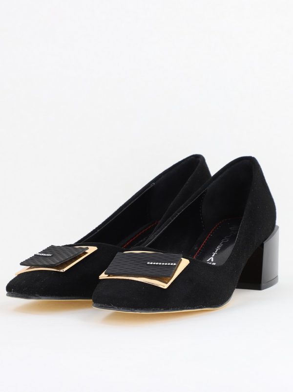 Pantofi cu Toc Eleganti cu Pietricele din Piele Ecologică Intoarsa culoare Negru- BS131AY2411176 119
