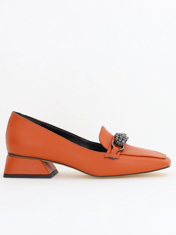 Pantofi damă cu Toc Jos Eleganți din Piele Ecologică cu Pietricele Maro BS170BA2411130 120