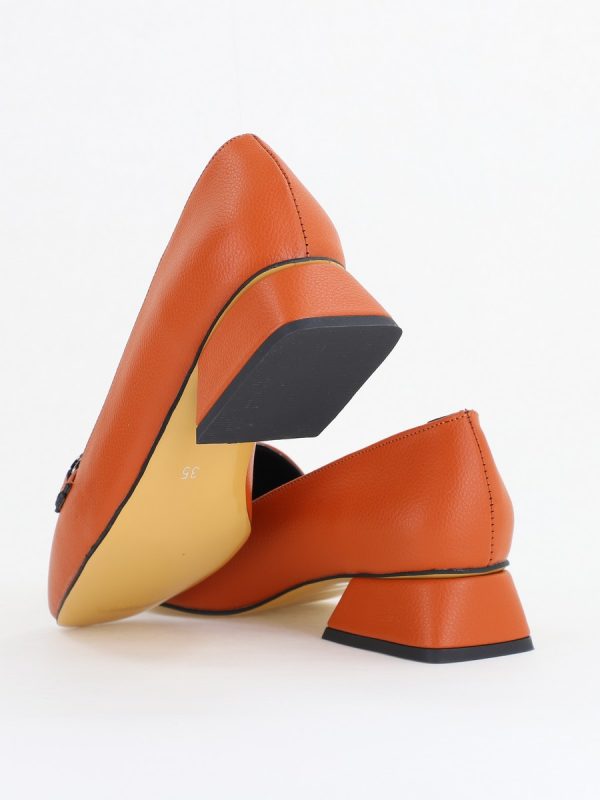 Pantofi damă cu Toc Jos Eleganți din Piele Ecologică cu Pietricele Maro BS170BA2411130 122