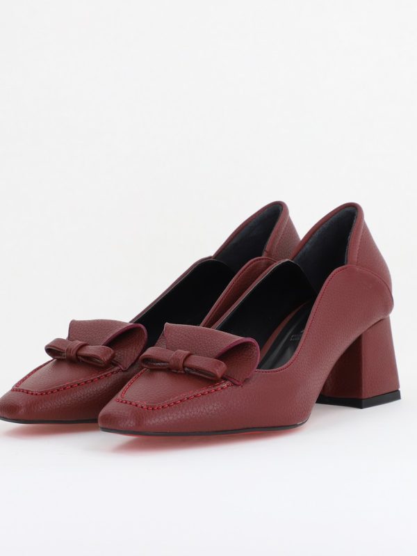 Pantofi Damă cu Toc Mic din Piele Ecologică Bordo Mat (BS804D2410086) 119
