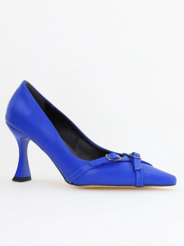 Incaltaminte Dama - Pantofi Damă Stiletto Albastru Mat din Piele Ecologică BS0200AY2411183