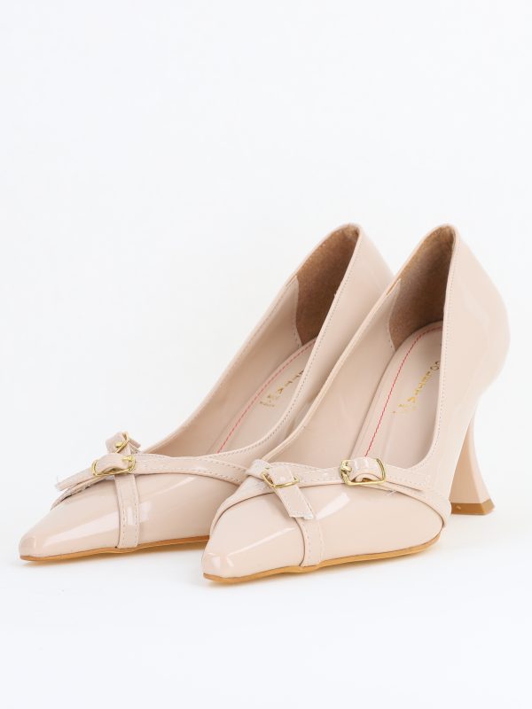 Pantofi Damă Stiletto Bej Lac din Piele Ecologică BS0200AY2411187 119