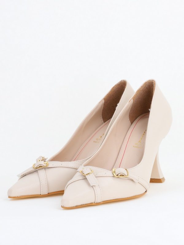 Pantofi Damă Stiletto Bej Mat din Piele Ecologică BS0200AY2411177 120
