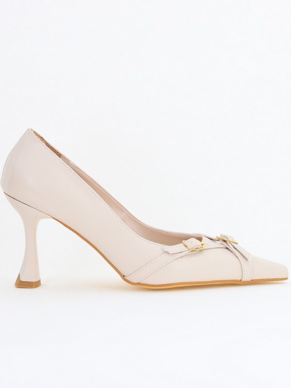 Pantofi Damă Stiletto Bej Mat din Piele Ecologică BS0200AY2411177 126