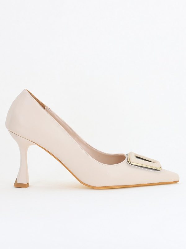 Pantofi Damă Stiletto Bej Mat din Piele Ecologică (BS0202AY2411192) 122