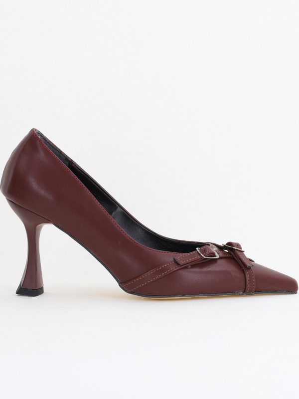 Pantofi Damă Stiletto Bordo Mat din Piele Ecologică BS0200AY2411178 124