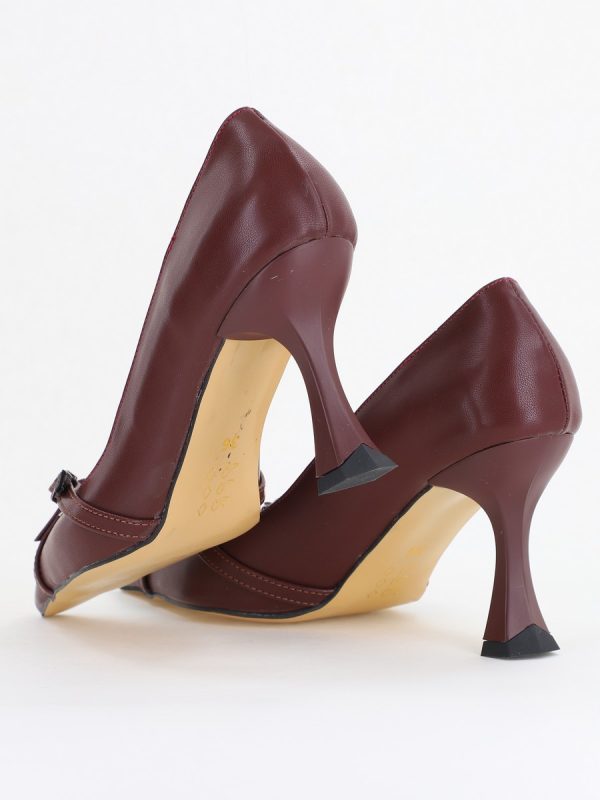 Pantofi Damă Stiletto Bordo Mat din Piele Ecologică BS0200AY2411178 122