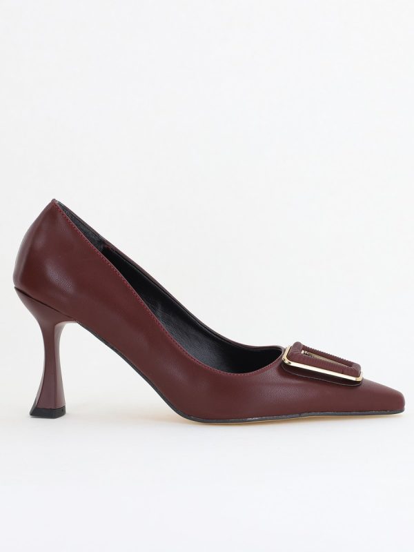Pantofi Damă Stiletto Bordo Mat din Piele Ecologică (BS0202AY2411193) 122