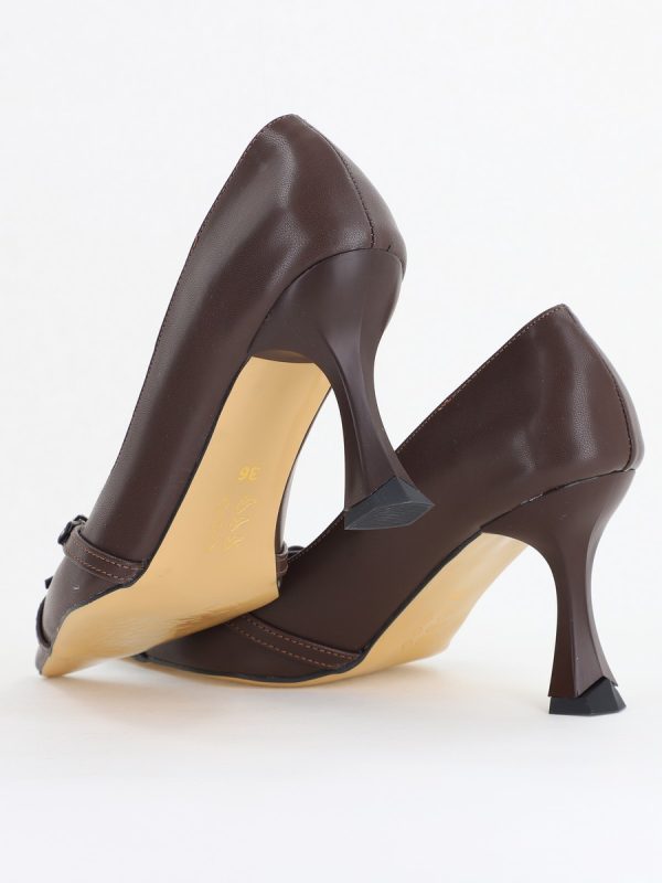 Pantofi Damă Stiletto Cafeniu Mat din Piele Ecologică BS0200AY2411180 126
