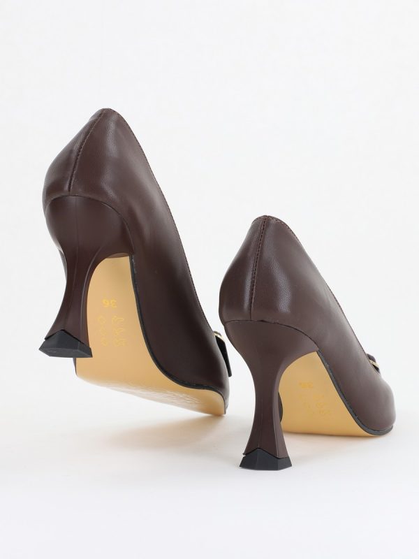 Pantofi Damă Stiletto Cafeniu Mat din Piele Ecologică (BS0202AY2411195) 125