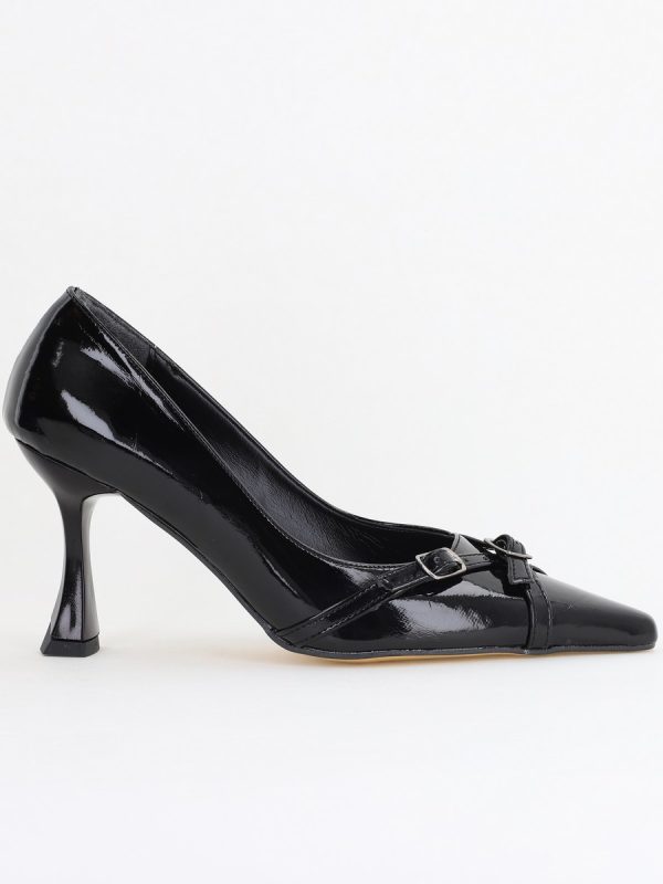 Pantofi Damă Stiletto Negru Lac din Piele Ecologică BS0200AY2411190 120