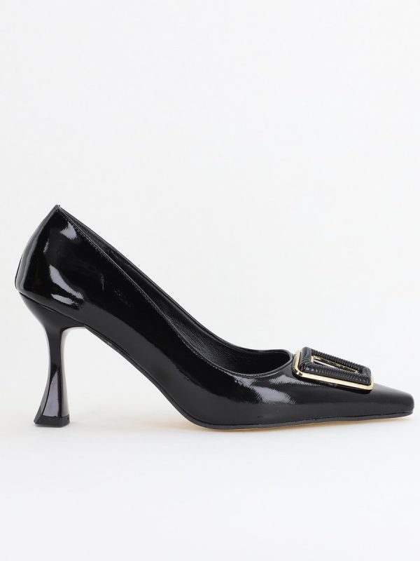 Pantofi Damă Stiletto Negru Lac din Piele Ecologică (BS0202AY2411206) 122