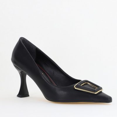 Pantofi Damă Stiletto Negru Mat din Piele Ecologică (BS0202AY2411200)