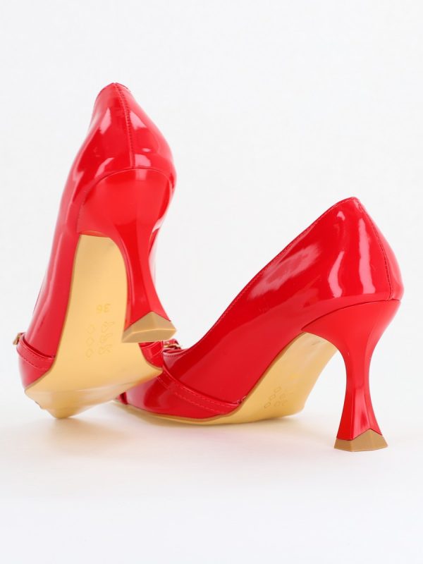 Pantofi Damă Stiletto Roșu Lac din Piele Ecologică BS0200AY2411189 122