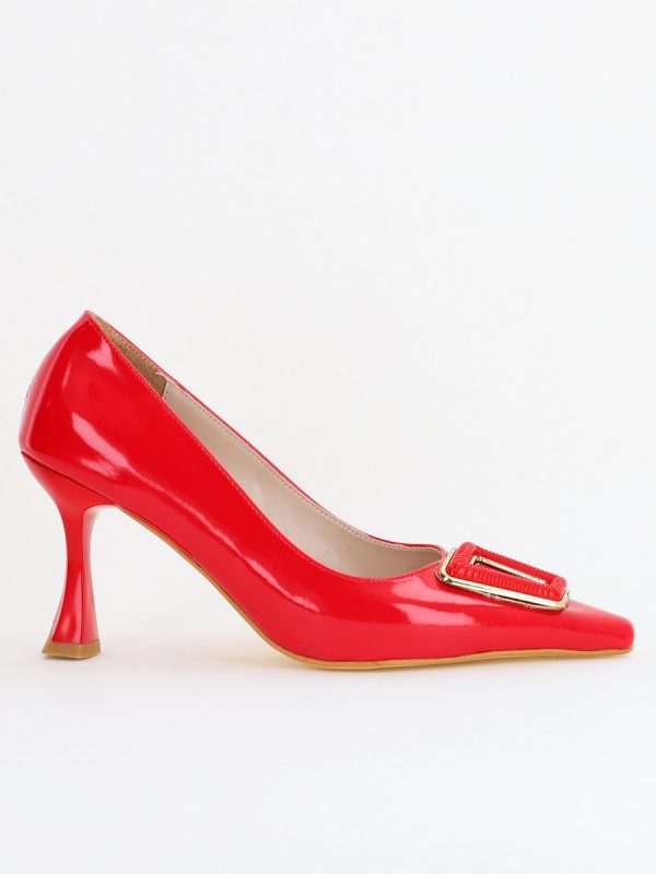 Pantofi Damă Stiletto Roșu Lac din Piele Ecologică (BS0202AY2411205) 122