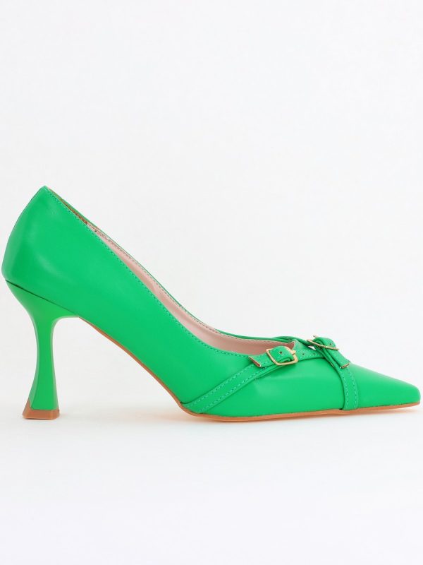 Pantofi Damă Stiletto Verde Mat din Piele Ecologică BS0200AY2411186 122