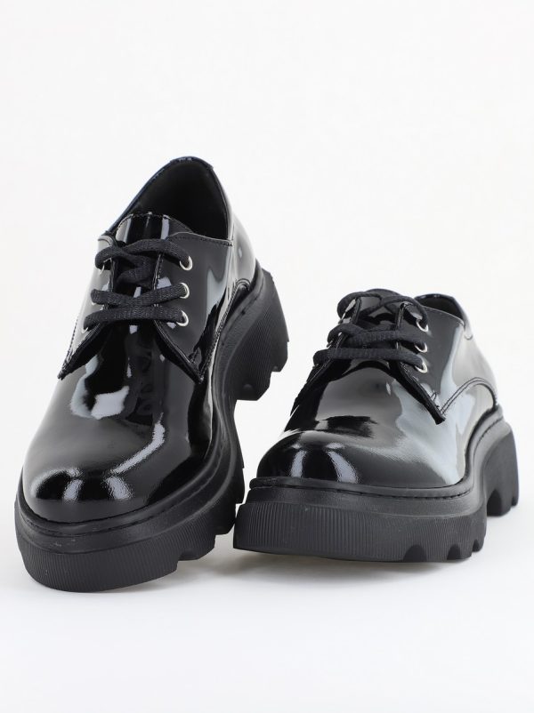Pantofi Casual Damă Negru Lac din Piele Naturală Leofex - 346-2 119