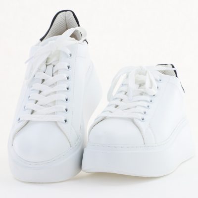 Sneakers damă din piele naturală, Alb cu Negru Box Leofex BS314LE2501001