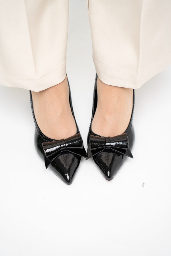Pantofi Damă cu Toc Gros Negru lac din Piele Ecologică Nicoletta BS2010D2503224 119