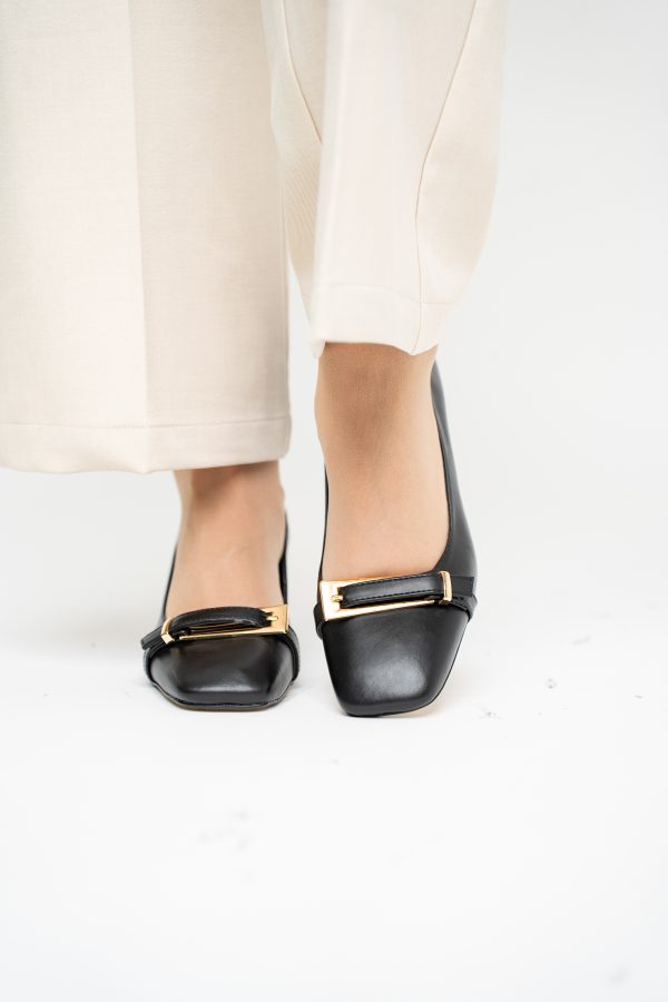 Pantofi damă casual cu toc negru din piele ecologică Nicoletta BS408AY2503234 123