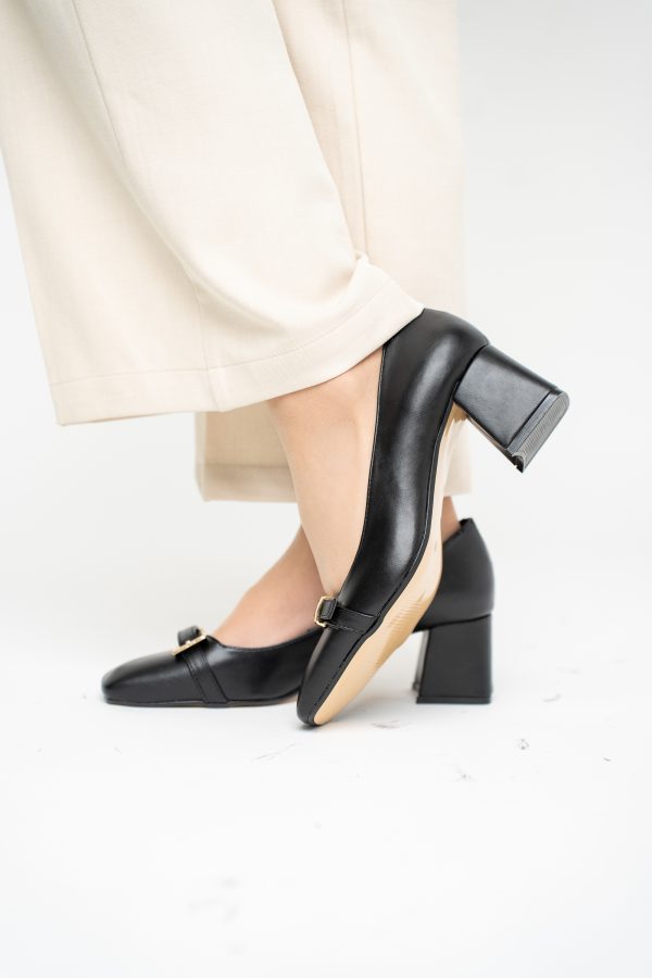 Pantofi damă casual cu toc negru din piele ecologică Nicoletta BS408AY2503234 125