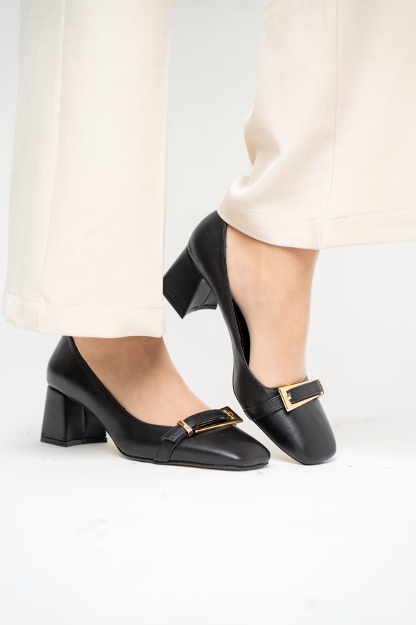 Pantofi damă casual cu toc negru din piele ecologică Nicoletta BS408AY2503234 119