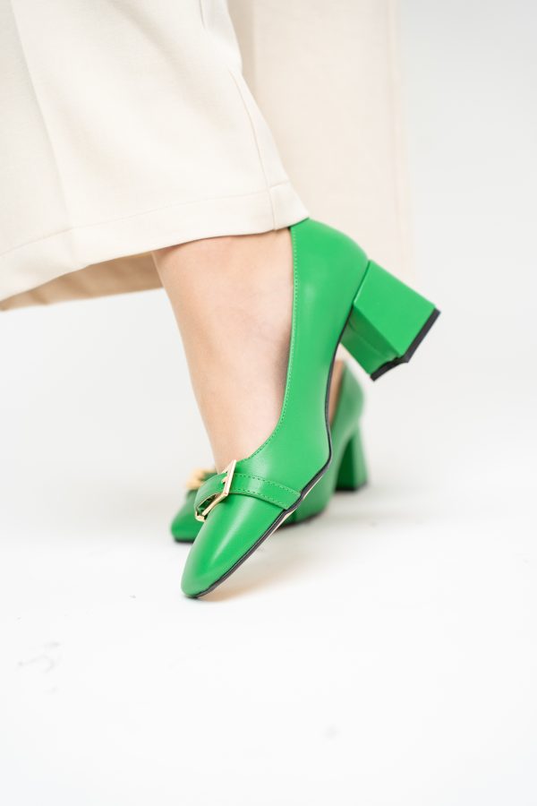 Pantofi damă casual cu toc verzi din piele ecologică Nicoletta BS408AY2503233 121