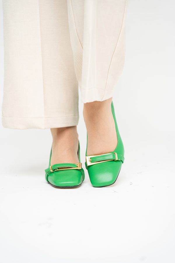Pantofi damă casual cu toc verzi din piele ecologică Nicoletta BS408AY2503233 123