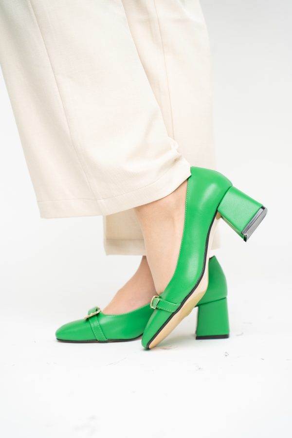 Pantofi damă casual cu toc verzi din piele ecologică Nicoletta BS408AY2503233 125