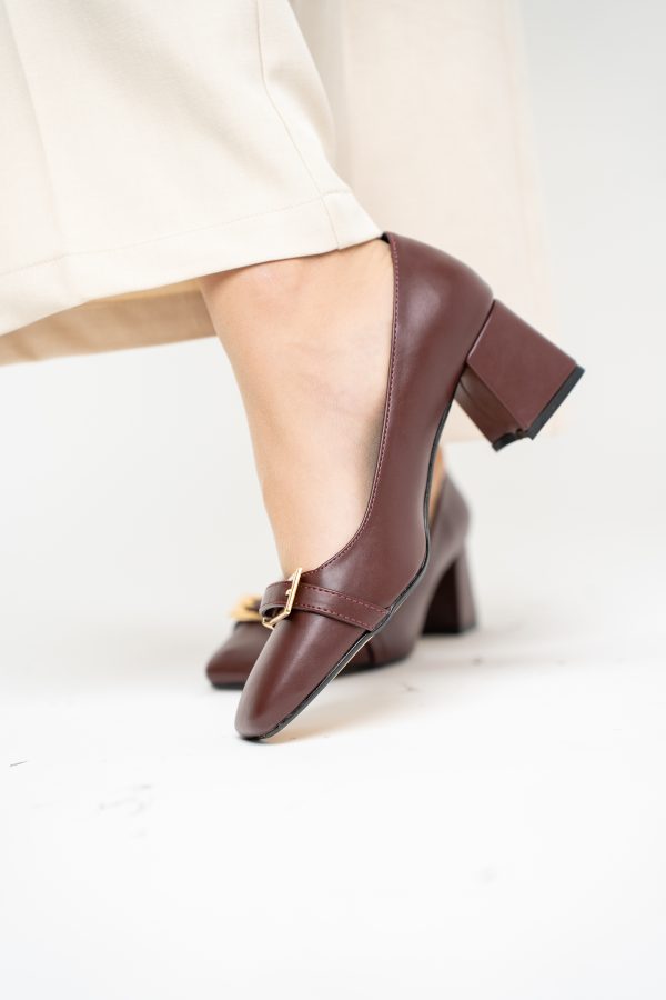 Pantofi damă casual cu toc bordo din piele ecologică Nicoletta BS408AY2503232 121